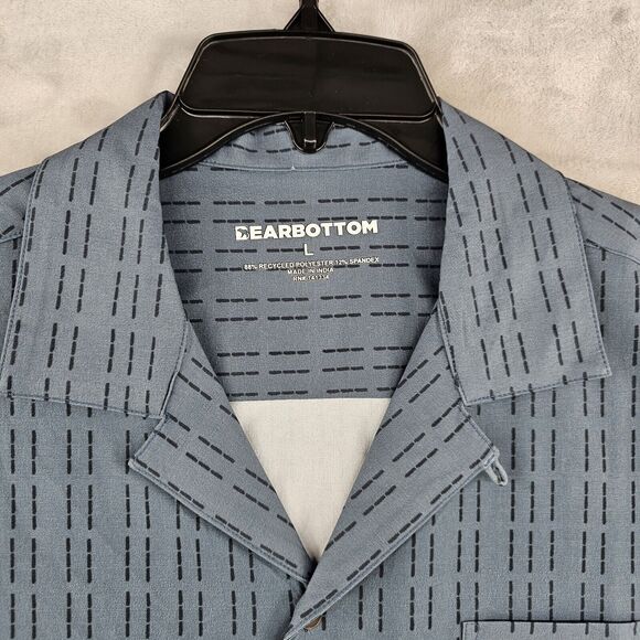 Bearbottom Mens Large Cabana Camp Collar Shirt‎ Dash Blue Polyester Beach Shirt - Picture 2 of 7